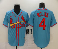 Nike St.Louis Cardinals #4 Yadier Molina Light Blue Game Authentic stitched MLB jersey