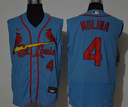 Nike St.Louis Cardinals #4 Yadier Molina Light Blue sleeveless Game Authentic Stitched MLB Jersey