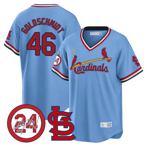 Nike St.Louis Cardinals #46 Paul Goldschmidt Blue 2024 Memorial Pullover Authentic stitched MLB jersey