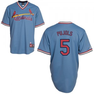 Nike St.Louis Cardinals #5 Albert Pujols Blue Pullover Throwback Authentic Stitched MLB Jersey
