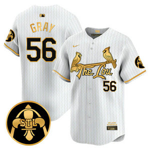 Nike St.Louis Cardinals #56 Sonny Gray Red 2024 City Gold Name Game Authentic stitched MLB jersey