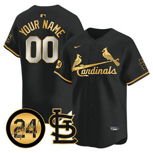 Nike St.Louis Cardinals Custom Black 2024 Memorial Gold Name Authentic stitched MLB jersey