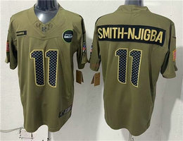 Nike Seattle Seahawks #11 Jaxon Smith-Njigba Olive 2025 Salute To Service Jersey