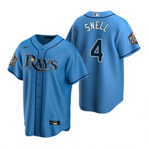 Nike Tampa Bay Rays #4 Blake Snell Light Blue Rays Game 2020 World Series Game MLB jersey