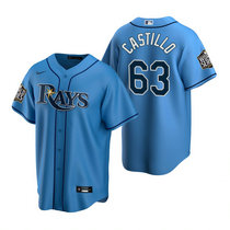 Nike Tampa Bay Rays #63 Diego Castillo Light Blue Rays Game 2020 World Series Game MLB jersey