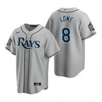 Nike Tampa Bay Rays #8 Brandon Lowe Gray Rays Game 2020 World Series Game MLB jersey