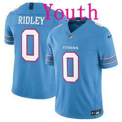 Youth Nike Tennessee Titans #0 Calvin Ridley Light Blue Vapor Authentic Stitched NFL Jersey