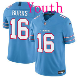 Youth Nike Tennessee Titans #16 Treylon Burks Light Blue Vapor Authentic Stitched NFL Jersey
