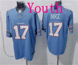 Youth Nike Tennessee Titans #17 Chimere Dike 2026 Light Blue Authentic Stitched NFL Jersey