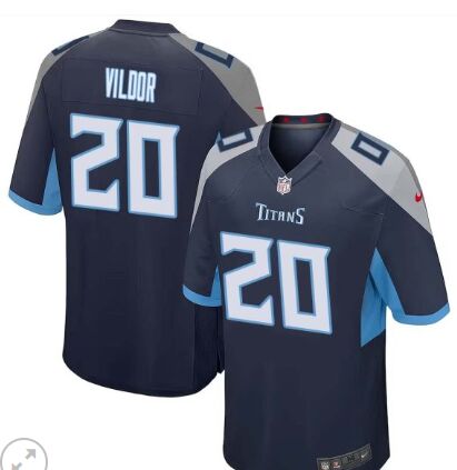 Nike Tennessee Titans #20 Kindle Vildor Navy Vapor Untouchable Authentic Stitched NFL Jersey