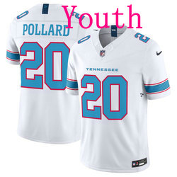 Youth Nike Tennessee Titans #20 Tony Pollard White Vapor Authentic Stitched NFL Jersey