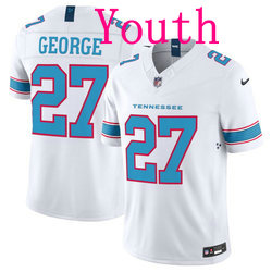 Youth Nike Tennessee Titans #27 Eddie George White Vapor Authentic Stitched NFL Jersey