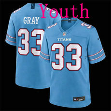 Youth Nike Tennessee Titans #33 Cedric Gray Light Blue 2026 Vapor Authentic Stitched NFL Jersey