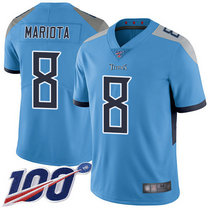 Nike Tennessee Titans #8 Marcus Mariota With NFL 100th Season Patch Light Blue Vapor Untouchable Authentic Stitched NFL Jersey