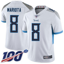 Nike Tennessee Titans #8 Marcus Mariota With NFL 100th Season Patch White Vapor Untouchable Authentic Stitched NFL Jersey