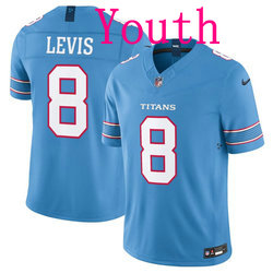 Youth Nike Tennessee Titans #8 Will Levis Light Blue Vapor Authentic Stitched NFL Jersey