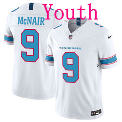 Youth Nike Tennessee Titans #9 Steve McNair White Vapor Authentic Stitched NFL Jersey