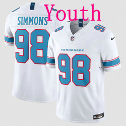Youth Nike Tennessee Titans #98 Jeffery Simmons White 2026 Vapor Authentic Stitched NFL Jersey