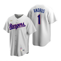 Nike Texas Rangers #1 Elvis Andrus White Cooperstown Collection Game Authentic Stitched MLB jersey