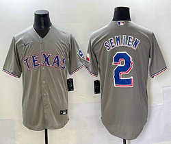 Nike Texas Rangers #2 Marcus Semien Gray Authentic Stitched MLB Jersey