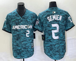 Nike Texas Rangers #2 Marcus Semien Teal 2023 All-Star Stitched Baseball Jersey