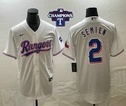 Nike Texas Rangers #2 Marcus Semien White 2023 World Series Champions Game Authentic Stitched MLB Jersey