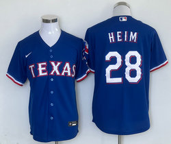 Nike Texas Rangers #28 Jonah Heim Blue Game Texas Authentic Stitched MLB Jersey