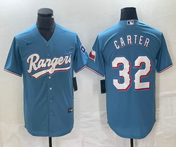 Nike Texas Rangers #32 Evan Carter Light Blue Game Authentic Stitched MLB Jersey