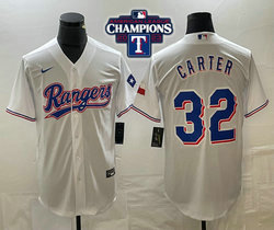 Nike Texas Rangers #32 Evan Carter White 2023 World Series Champions Game Authentic Stitched MLB Jersey