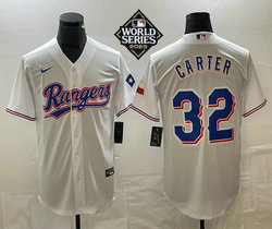 Nike Texas Rangers #32 Evan Carter White 2023 World Series Game Authentic Stitched MLB Jersey