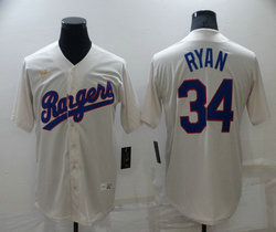 Nike Texas Rangers #34 Nolan Ryan Cream Throwback Game Authentic Stitched MLB jersey