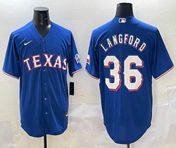 Nike Texas Rangers #36 Wyatt Langford Blue Authentic Stitched MLB jersey