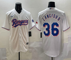 Nike Texas Rangers #36 Wyatt Langford White Game Authentic Stitched MLB jersey