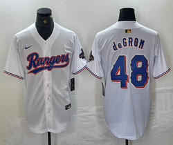 Nike Texas Rangers #48 Jacob deGrom White Champions Gold name Authentic Stitched MLB Jersey