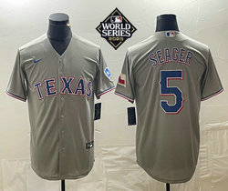 Nike Texas Rangers #5 Corey Seager Gray Game 2023 World Series  Authentic Stitched MLB Jersey