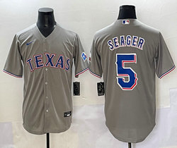 Nike Texas Rangers #5 Corey Seager Gray Game Authentic Stitched MLB jersey