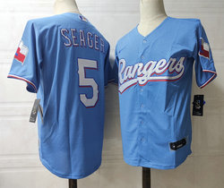 Nike Texas Rangers #5 Corey Seager Light Blue Game Rangers Authentic Stitched MLB Jersey