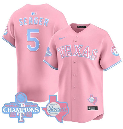 Nike Texas Rangers #5 Corey Seager Pink Champion MLB Jersey