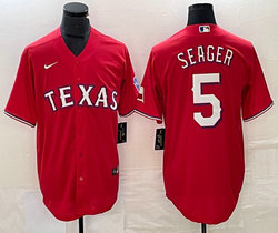 Nike Texas Rangers #5 Corey Seager Red 2023 World Series Champions Game Authentic Stitched MLB Jersey
