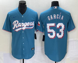 Nike Texas Rangers #53 Adolis Garcia Light Blue Game Authentic Stitched MLB Jersey