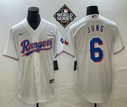 Nike Texas Rangers #6 Josh Jung White 2023 World Series Game Authentic Stitched MLB Jersey