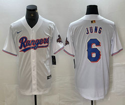 Nike Texas Rangers #6 Josh Jung White Champions Gold name Authentic Stitched MLB Jersey