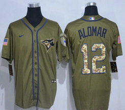 Nike Toronto Blue Jays #12 Roberto Alomar Green Salute to Service Authentic Stitched MLB Jersey