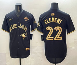 Nike Toronto Blue Jays #22 Ernie Clement Black Gold Champion Stitched Baseball Jersey