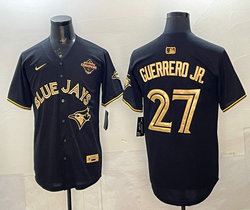 Nike Toronto Blue Jays #27 Vladimir Guerrero Jr. Black Gold Champion Stitched Baseball Jersey