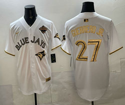 Nike Toronto Blue Jays #27 Vladimir Guerrero Jr. White Gold Champion Stitched Baseball Jersey