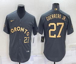 Nike Toronto Blue Jays #27 Vladimir Guerrero Jr Charcoal #27 in front 2022 All Star Authentic Stitched MLB Jersey
