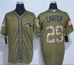 Nike Toronto Blue Jays #29 Joe Carter Green Salute to Service Authentic Stitched MLB Jersey