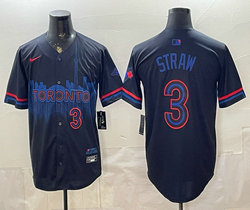 Nike Toronto Blue Jays #3 Myles Straw Black City Authentic Stitched MLB Jersey