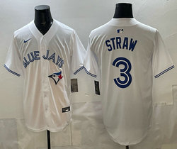 Nike Toronto Blue Jays #3 Myles Straw White Authentic Stitched MLB Jersey